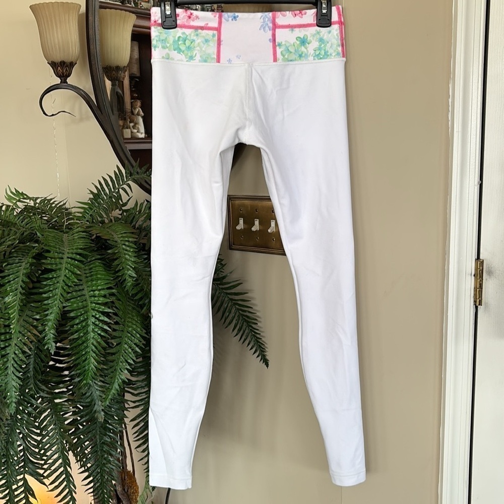 Lululemon Wunder Under Reversible Yoga Pants 2-in-1 White Leggings Pink Floral - Picture 4 of 16